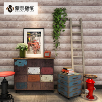 Retro 3D three-dimensional trees wood grain wallpaper Bar restaurant clothing store Hotel bed and breakfast background wall imitation wood industry style