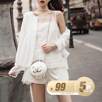 Bettychow Womens Hollow Lace Crochet Vest Summer New with Lining