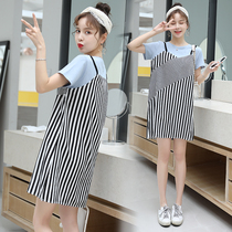 Pregnancy Woman Dress Summer Dress 2019 New Summer Fashion Pregnant Woman Summer Clothing Blouse Fake two sets of pregnant woman Lions dress