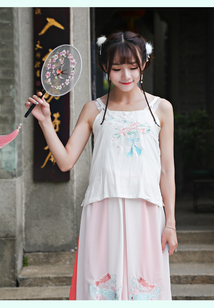 实拍百搭汉服女打底背心女刺绣花背心吊带女装民族风汉元素