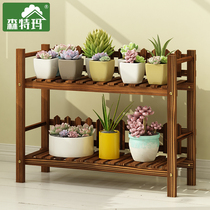 Solid wood field flower pot shelf Garden succulents Living room Balcony Floor-to-ceiling log multi-layer indoor and outdoor shelf