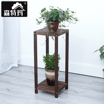 Solid wood flower rack Balcony living room indoor multi-layer flower pot rack Floor-to-ceiling single fleshy hanging orchid green dill flower rack
