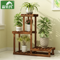 European solid wood fleshy flower rack Multi-layer indoor and outdoor decoration Balcony shelf Living room household flower pot planting rack