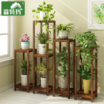 Flower rack Multi-storey indoor climbing rattan garden Solid wood balcony storage meaty living room Chinese single green dill flower pot rack