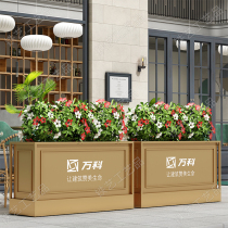 Outdoor wrought iron flower box combination fence partition flower slot fashion simple sales department Green stainless steel planting box