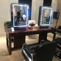 Hair mirror barbershop double-sided four-sided hair shop mirror Solid wood barber mirror Hair salon special hair cutting mirror