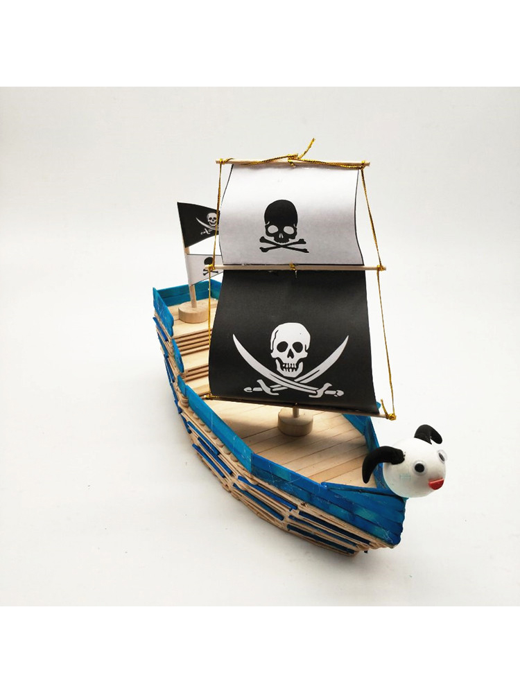 一木工艺 手工海盗船模型冰棒棍拼装材料