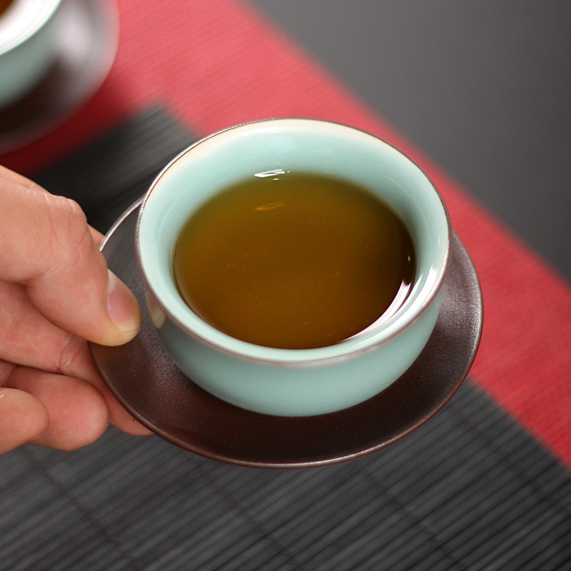 龙泉青瓷茶杯陶瓷品茗杯粗陶杯子功夫茶道简约茶具普洱泡茶闻香杯
