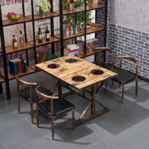 Commercial hot pot table Induction cooker one person one pot Gas stove Shabu-shabu one-piece skewer incense self-service hot pot table and chair combination