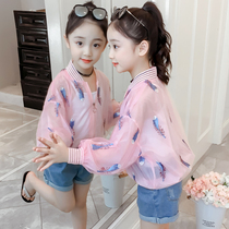 Girls sunscreen for summer clothing foreign air mesh red children CUHK children thin ice silk sunscreen for light and thin summer air conditioning