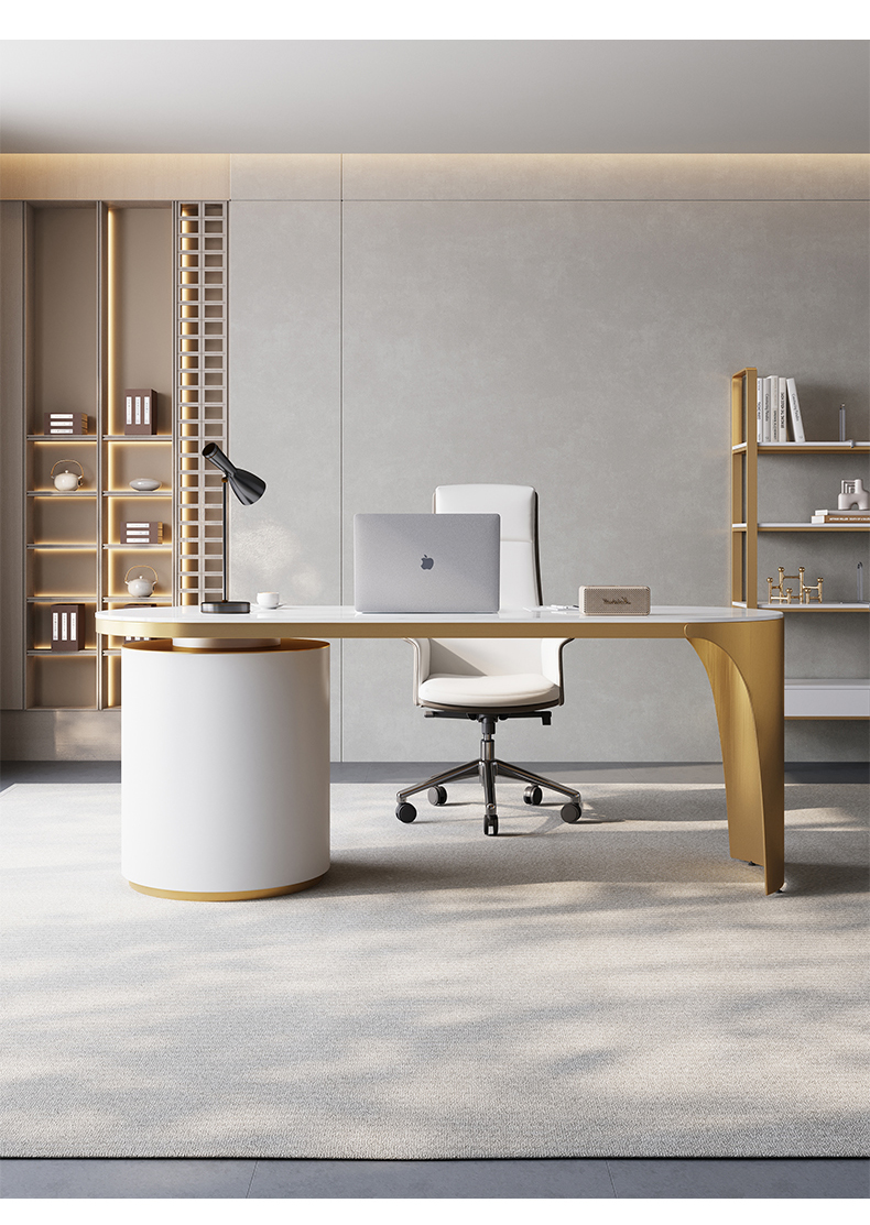 岩板办公桌简约现代意式极简书房书桌意式极简轻奢高档台式电脑桌