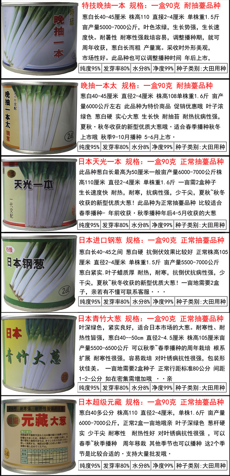 进口特级天光一本日本大葱种子四季包邮葱种子高产量免邮费葱白长_7折