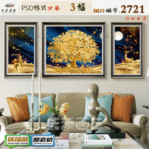 Modern simple Nordic abstract fortune tree elk painting decorative painting Crystal porcelain painting material light luxury frameless picture