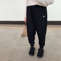 Korean children boys and girls loose sports pants 2019 spring and autumn thin double-sided knitted slacks long pants
