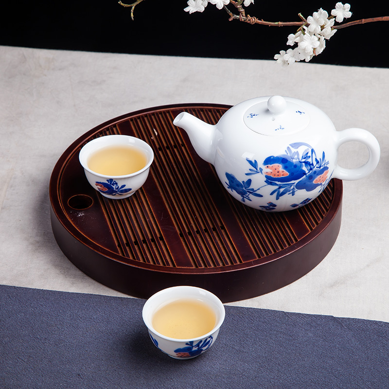 Jingdezhen ceramic hand - made tea set suit household fair simple manual kung fu tea cups of a complete set of the teapot