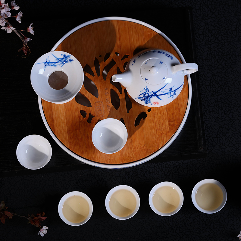 Jingdezhen kung fu tea sets manual hand - made with tea tray of a complete set of ceramic tea set bag, gift box packaging