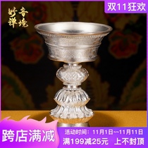 990 foot silver butter lamp sterling silver for Buddha lamp lamp holder industrial carved sterling silver ghee lamp holder 9cm