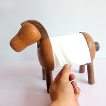 Sanfu Wood Art Workshop Pony Paper Tissue Holder Solid Wood Donkey Roll Paper Holder Black Walnut Paper Tissue Oak Home Decoration