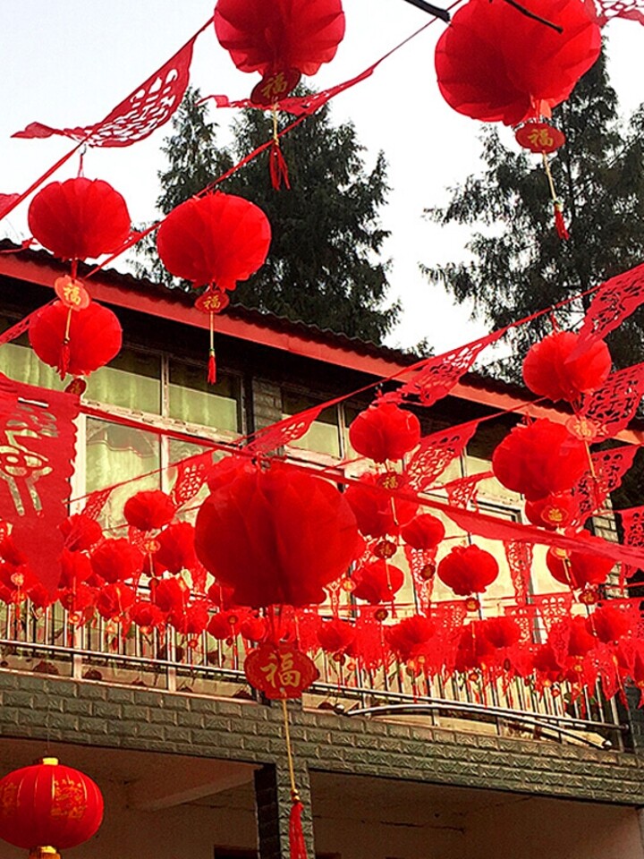 嘻吻乐喜字拉花红色灯笼婚礼布置装饰