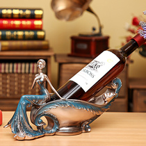 European beauty red wine rack Home decoration Resin crafts ornaments Living room modern decoration wine cabinet display