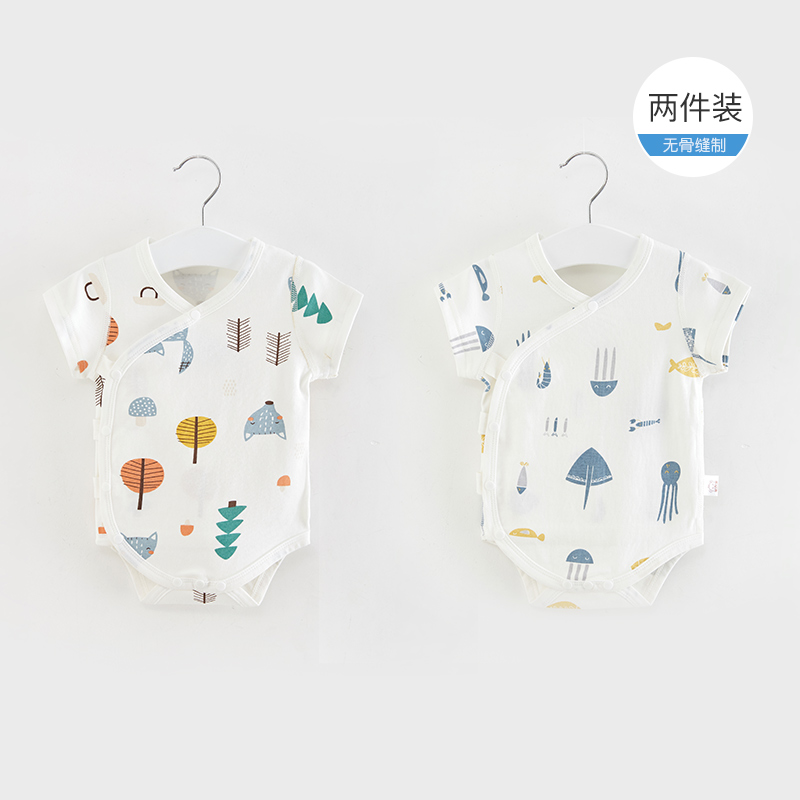 Baby's wear and summer thin monk Short sleeve cotton triangle hay jacket birth baby's clothebaby's ass