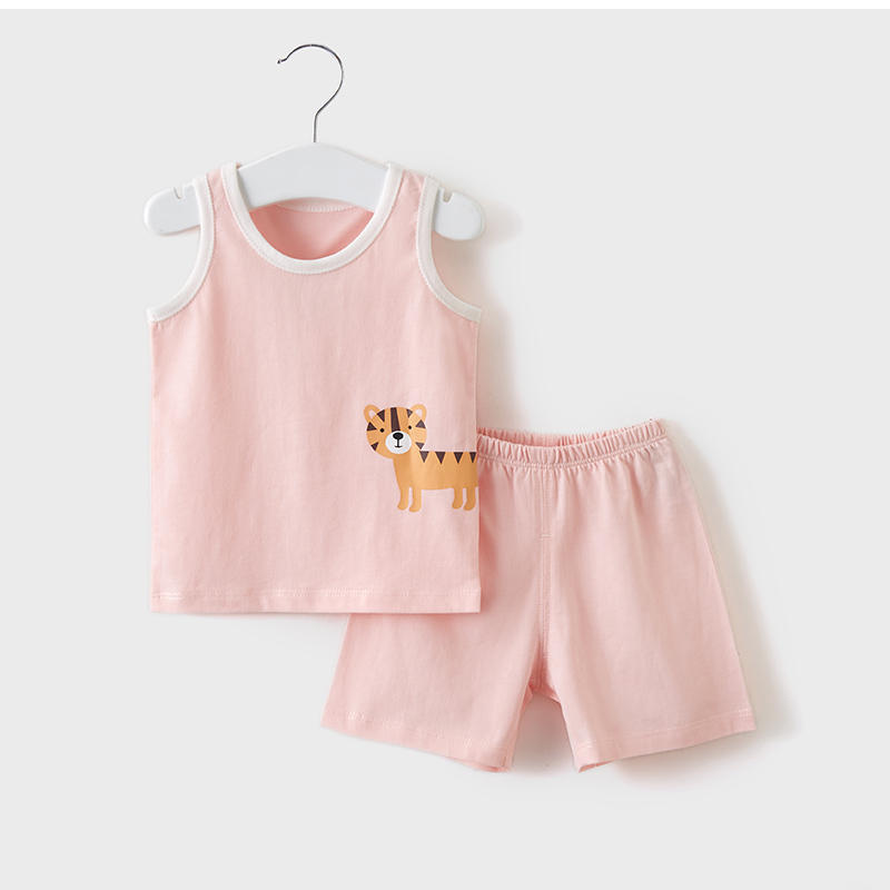 Young children Summer dress Women in pure cotton Toddlers Baby clothes Clothing Vest Men's Slim Fit Two Sets Children Suits