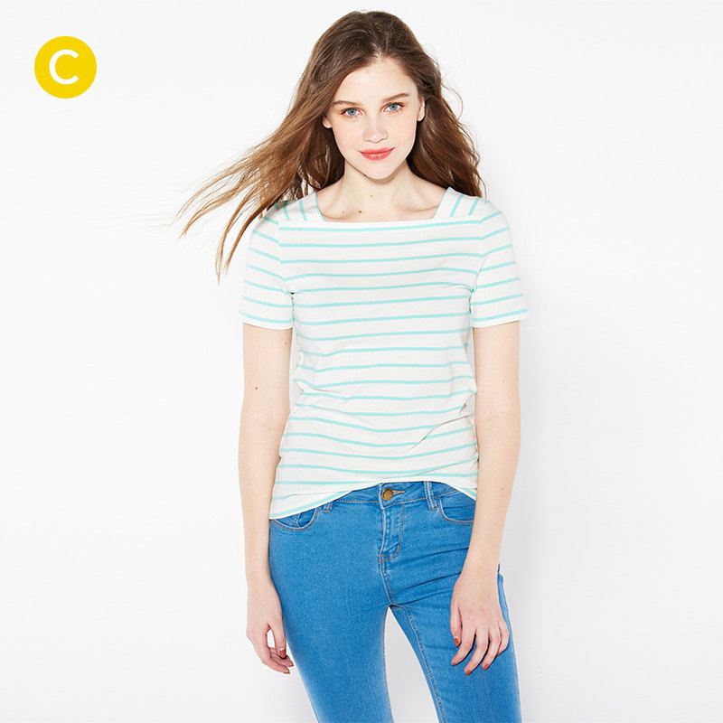 cachecache 时尚青白条纹t恤 3609104454