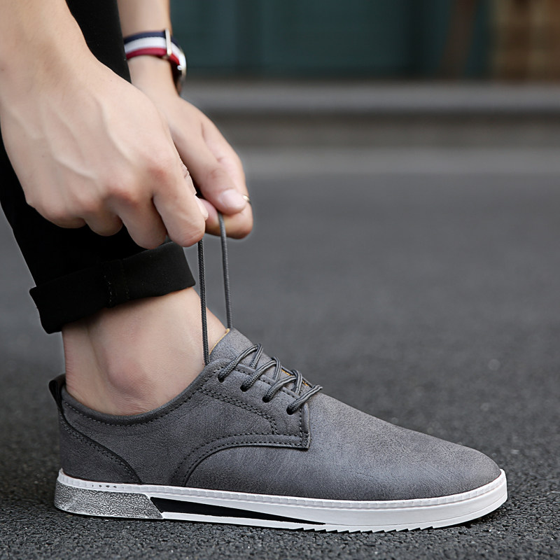 京东男鞋18新款25穿30几岁夏季男士小皮鞋英伦风简约休闲鞋青年潮_不