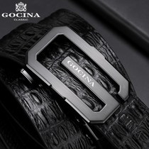 Kuchi Shia Family Fashion G Buckle Pure Belt Male Belt Head Layer Bull Leather Men Crocodile Line Automatic Buckle Pants Strap