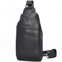 Chest Bag Men Genuine Leather Single Shoulder Bag Inclined Satchel Business New Man Bag Chest Front Small Backpack Men Cross-Pack Tide Cards