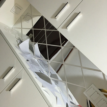 Self-adhesive rhomboid mirror solid wall sticker living-room restaurant TV background wall Xuan guan ceiling decoration enlarge space