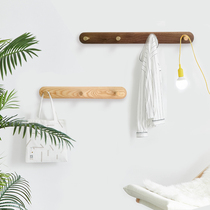 Log Nordic coat hook Solid wood hanger wall hanging creative row hook Porch bedroom wall hanging hook behind brass door