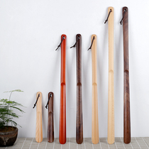 Solid wood shoes pull small household ultra-long pregnant women elderly lazy people wear shoes long-handled standing shoes black walnut free shipping