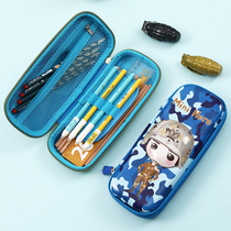 Camouflage soldier pencil box male pupils hard case pen bag childrens stationery box three large capacity cute stationery bag