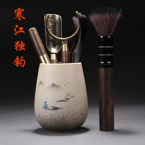 Tea Walk Six Gentlemen Tea Art Mix Solid Wood Black Sandalwood Chicken Wings Wood Bamboo Tea Pinch Tea Spoon Teaspoon Kung Fu Tea Set Accessories