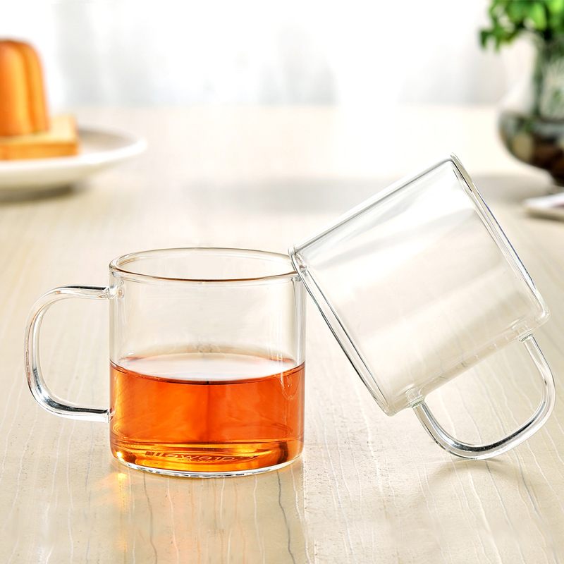 台湾浩跃 120ml带把直杯玻璃茶具功夫茶杯透明杯子耐高温品茗茶杯