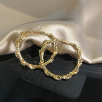 High-grade Super Flash full diamond metal earrings 2021 New Tide earrings female summer Korean light luxury earrings