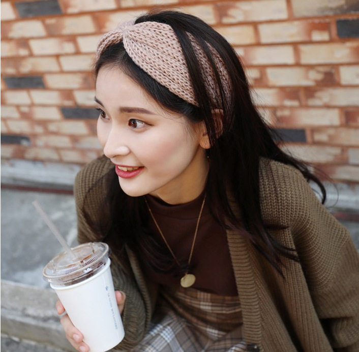 发带韩国头饰甜美森女系针织毛线宽边简约洗脸发箍ins
