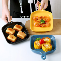 Japan Import M U J I BELT PASS WITH HANDLE CUTE NORDIC BREAKFAST GIRL HEART PLATE CERAMIC RECTANGULAR MESH RED