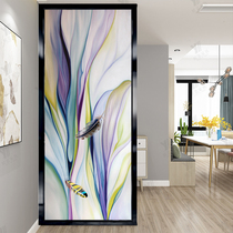 Modern minimalist art glass partition wall screen European-style decoration living room entry entrance cabinet clip silk matte customization