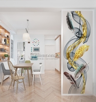 Living room glass screen partition Simple modern bedroom occlusion household entrance porch Light luxury feather decoration customization