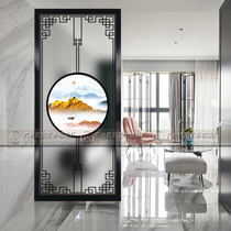 Modern minimalist New Chinese style mobile glass screen partition wall decoration living room bedroom blocking entry light luxury entrance
