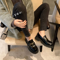 (sheii Su Yinyin)Leg length~new bee muffin thick-soled horse collar buckle small leather shoes women loafers