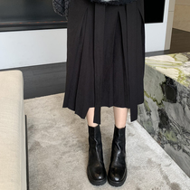 (sheii Su Yinyin) high-end series ~ GD washed horse skin Chelsea inverted boots black short boots women thin boots