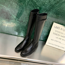 (sheii Su Yinyin) chaebol three thousand gold ~ Korean side zipper thick heel Middle height Knight boots female boots autumn