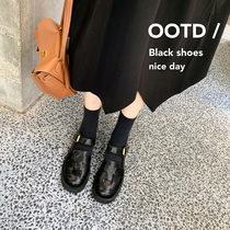 (sheii Su Yinyin) early autumn seal ~ jk thick-soled woven one-character buckle Mary Jane single shoes womens shoes