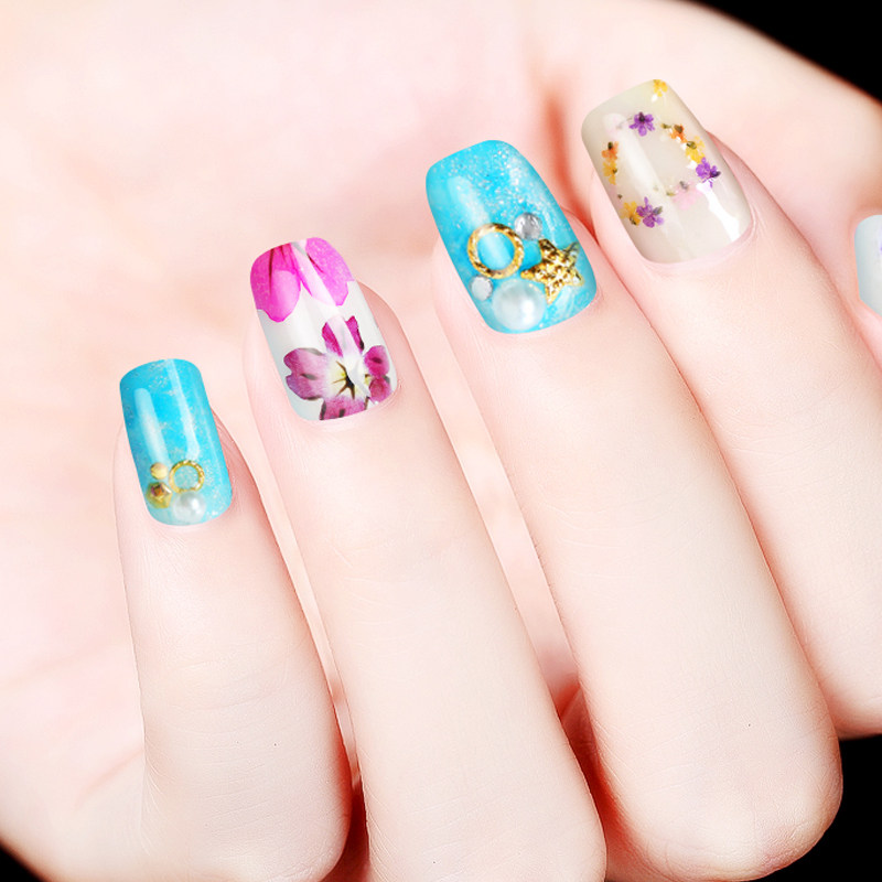 荣喜指甲贴花美甲饰品日系干花12格花瓣真花永生花光疗水晶甲装饰