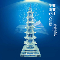 Crystal Wenchang Pagoda Academic Feng Shui Counter Study Desktop 13 floors 9 floors Wenchang Tower Cabinet ornaments Wang Wenli