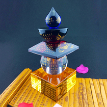 Extra large 24cm color Crystal five-wheeled Buddha tower crystal stupa treasure Yin Dharani curse Tower