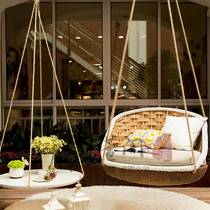 Indoor imitation rattan hanging chair coffee shop hanging basket balcony hanging basket outdoor courtyard garden swing chair